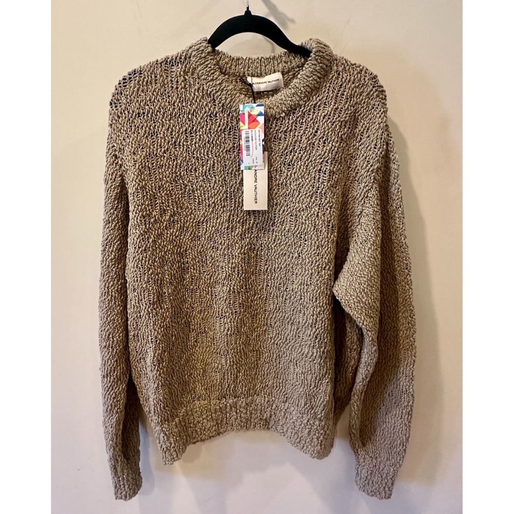 Alexandre Vauthier NWT Open Texture Sweater Sand Sz Medium $1214 100% Cotton Lux